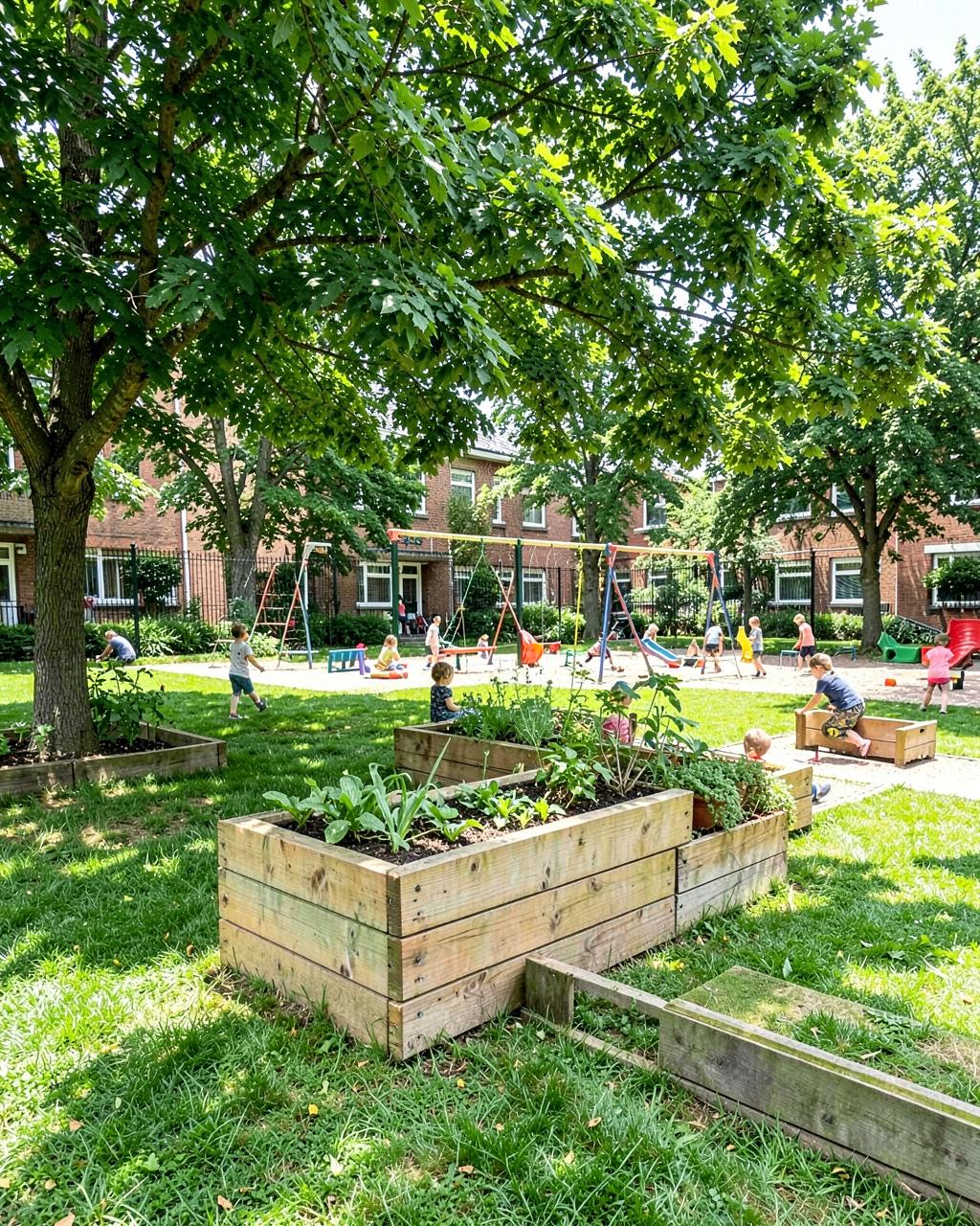 Schoolplein dat kinderen naar buiten trekt